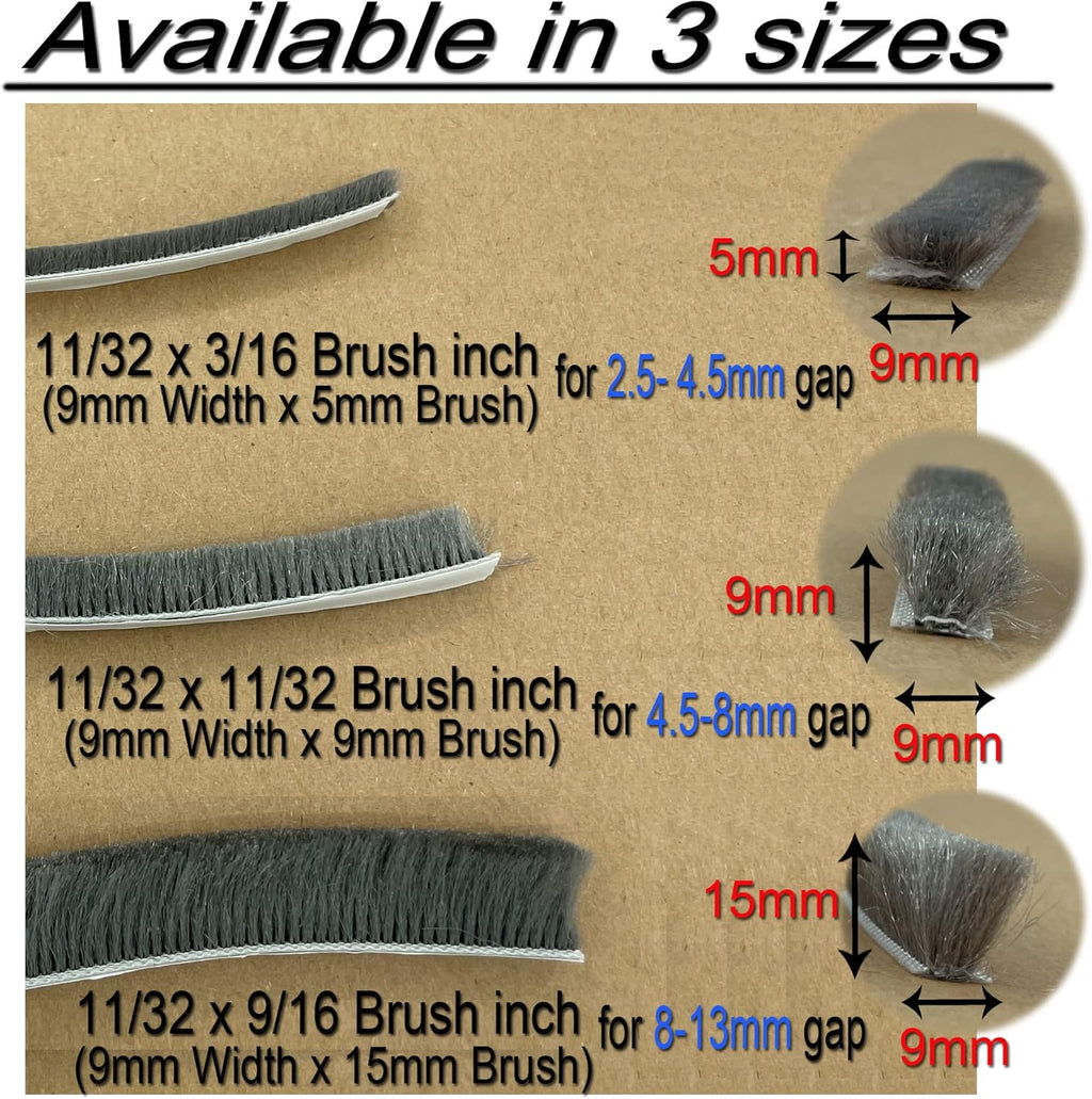 Fuzzy Weatherstripping for Window and Door Frame Side, Pile Self Adhesive Brush Weather Strip Seal
