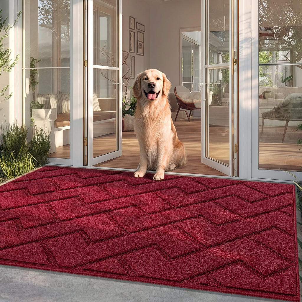 hicorfe Front Door Mat Outside Entrance,36"x59" Absorbent Muddy Dirt Resist Welcome Door Mats