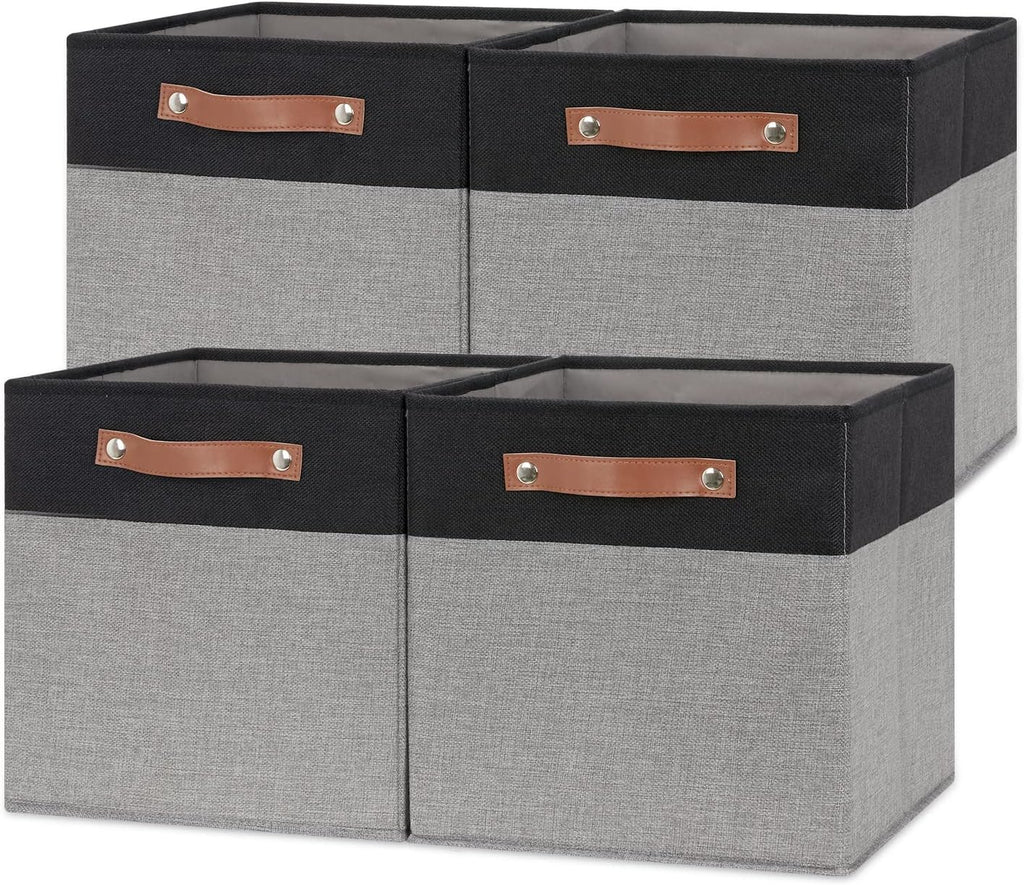 Temary Fabric Cube Storage Bins 12 Inch Decorative Storage Cubes Baskets 4 Pack Foldable Cube