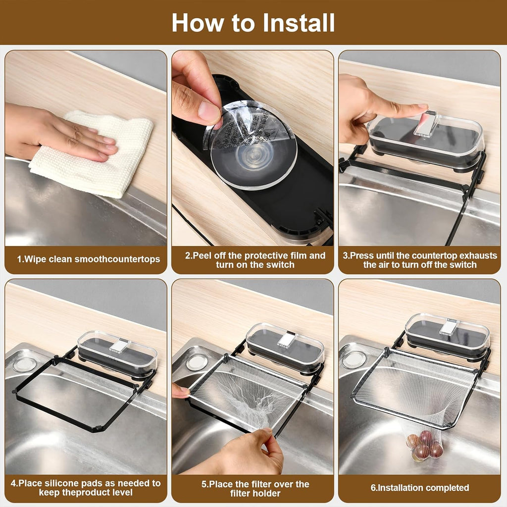 Kitchen Sink Drain Strainer Basket Holder - 50 Mesh Net Bags for Food Scraps, Kitchen Sink Food