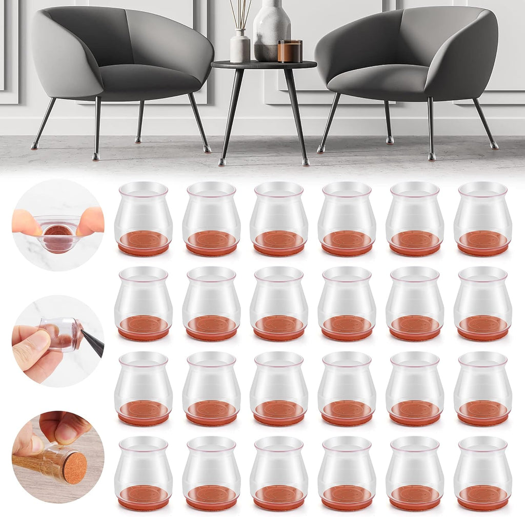 24PCS Upgraded Silicone Chair Leg Floor Protectors for Hardwood Floors, Furniture Sliders for Chair