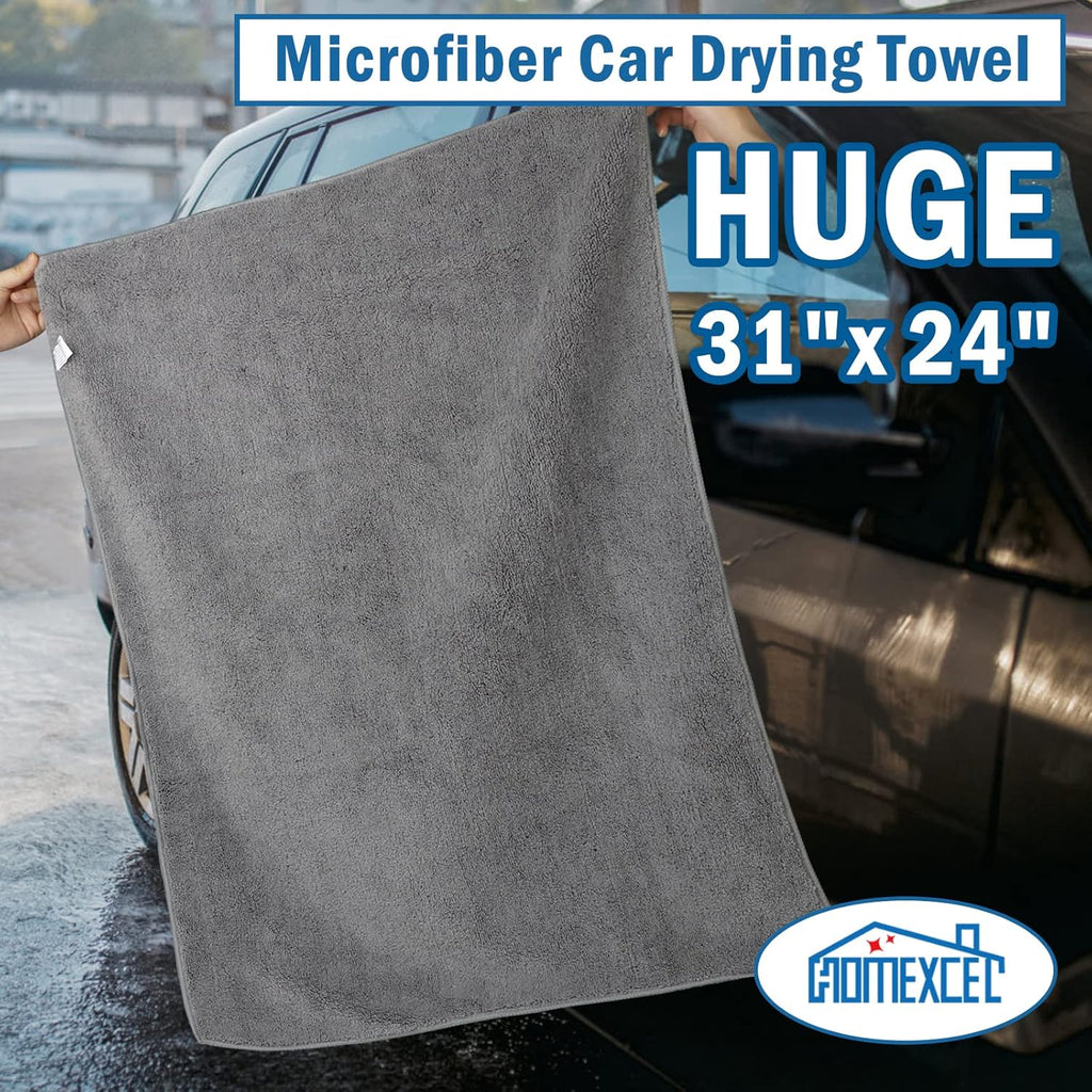 HOMEXCEL Professional Large Microfiber Car Drying Towels 2 Pack, Lint Free, Scratch Free, Highly