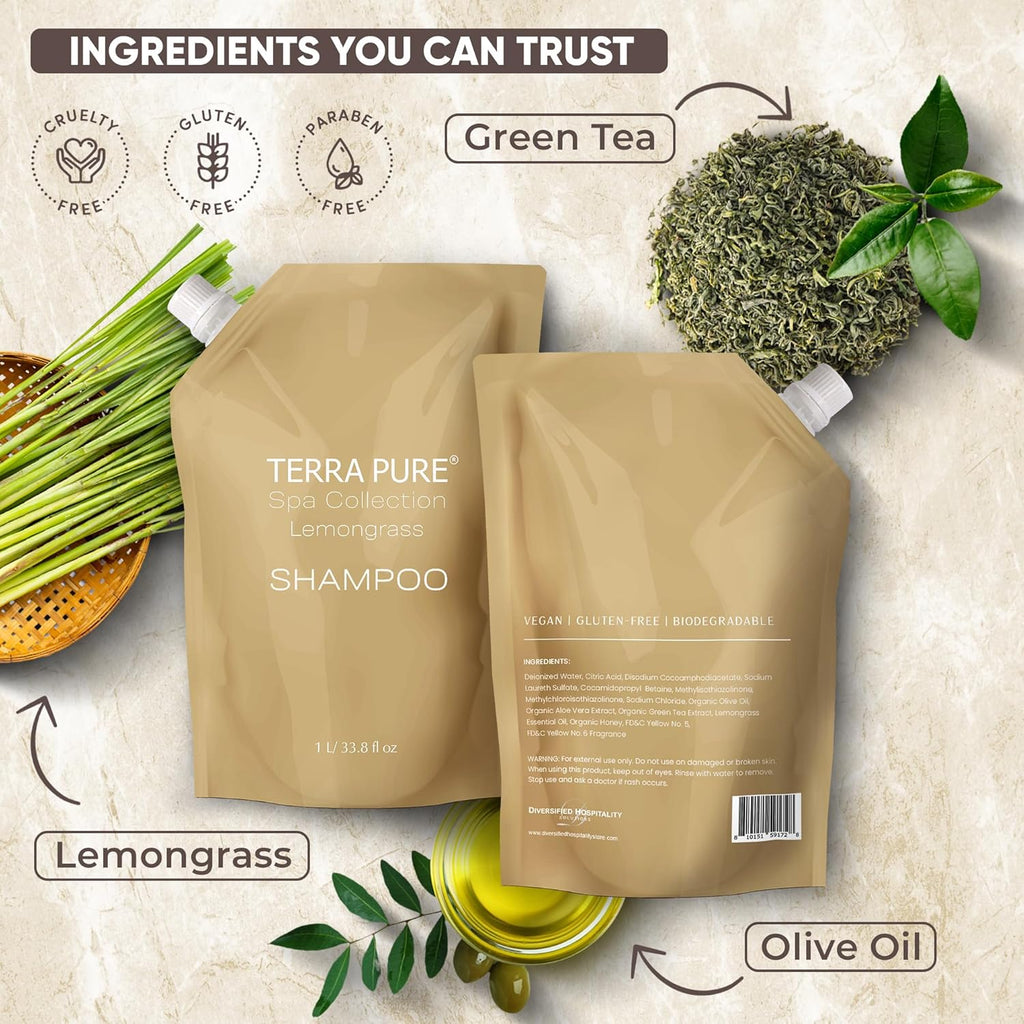 Terra Pure Spa Collection 1 Liter Conditioner Refill Bag For Soap Dispensers | Bulk Toiletries for