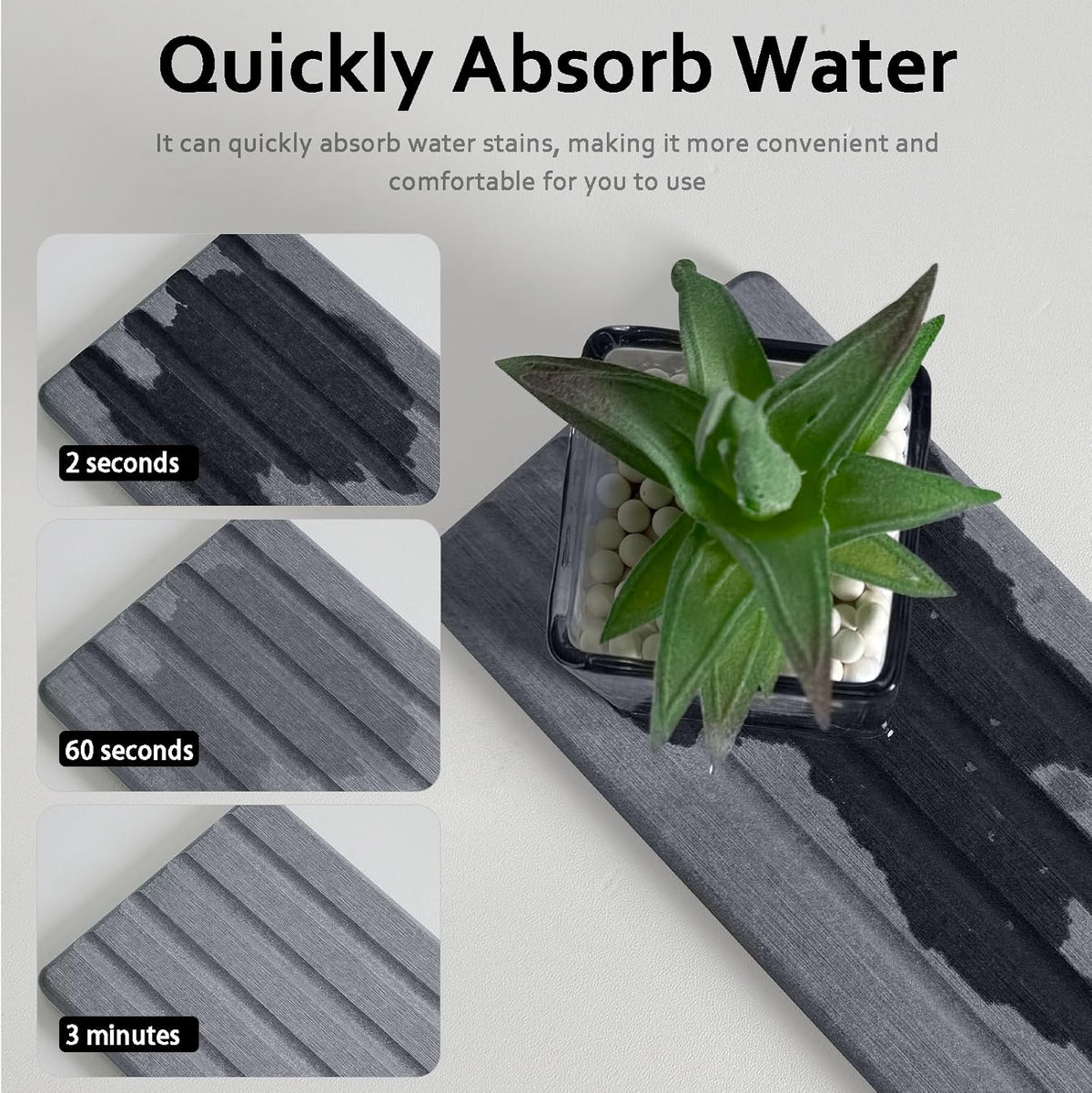 Set of 3 Diatomite Hand Soap Holder, Water Absorbing Stone Tray for Kitchen Countertop, Fast-Drying