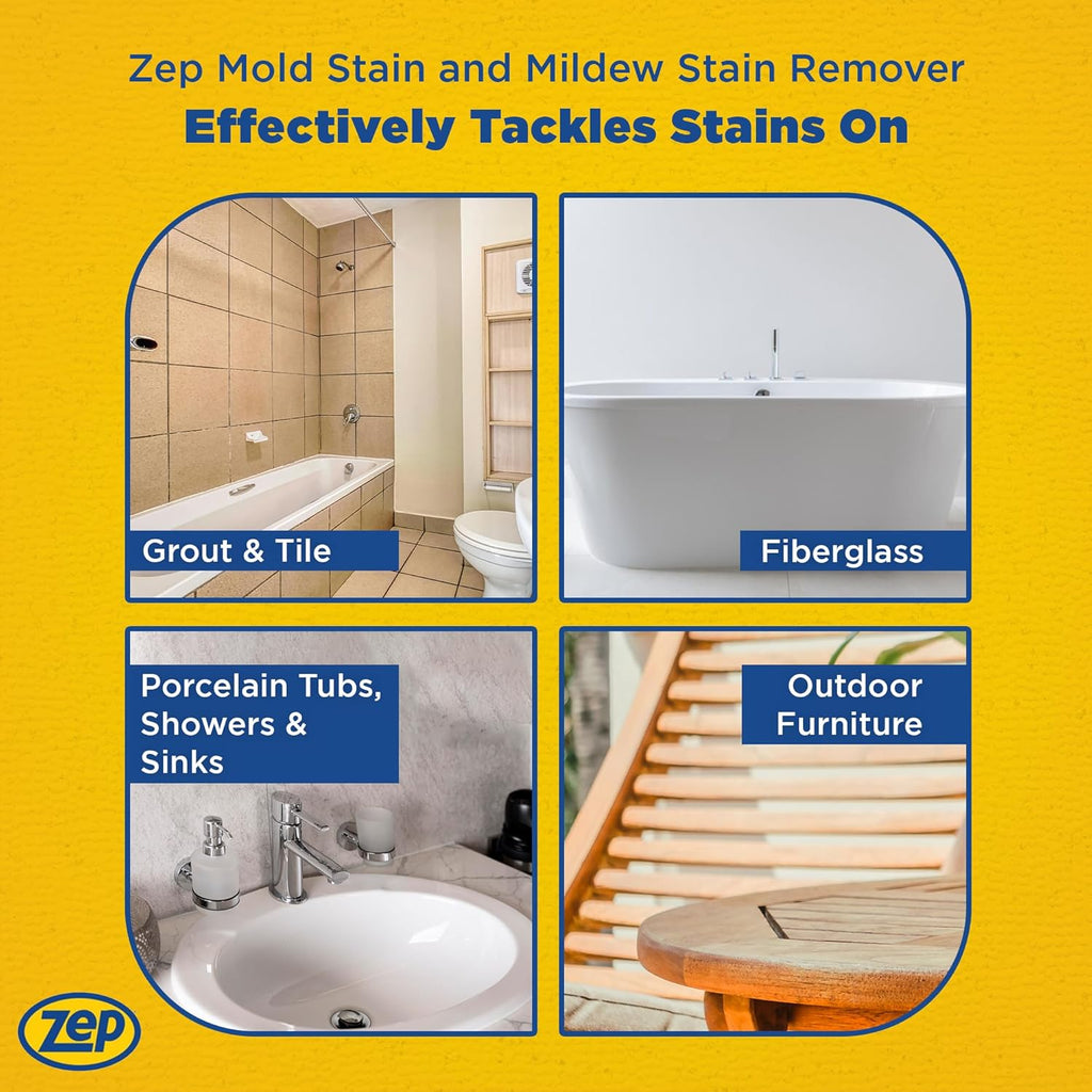 Zep Mold Stain and Mildew Stain Remover - 32 oz (Pack of 4) ZUMILDEW32 - Professional Strength No