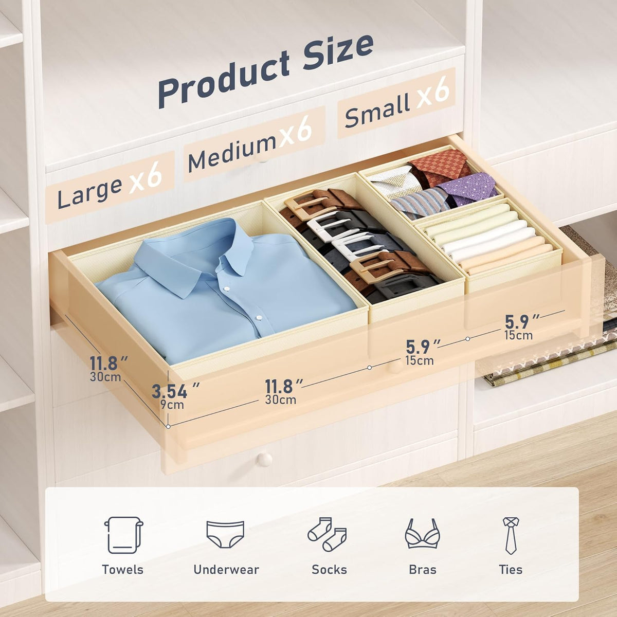 DIMJ Drawer Organizer Clothes - 18 Pack Baby Dresser Organizer for Nursery, Foldable Drawer