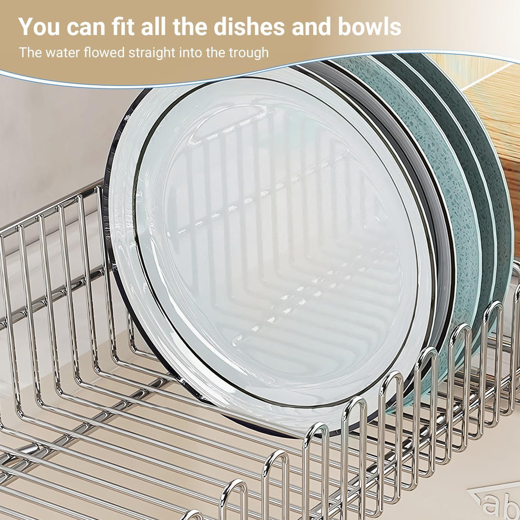 304 Stainless Steel Over Sink Counter Top Perfect Dish Drainer, Extendable Drainage Basket Drying