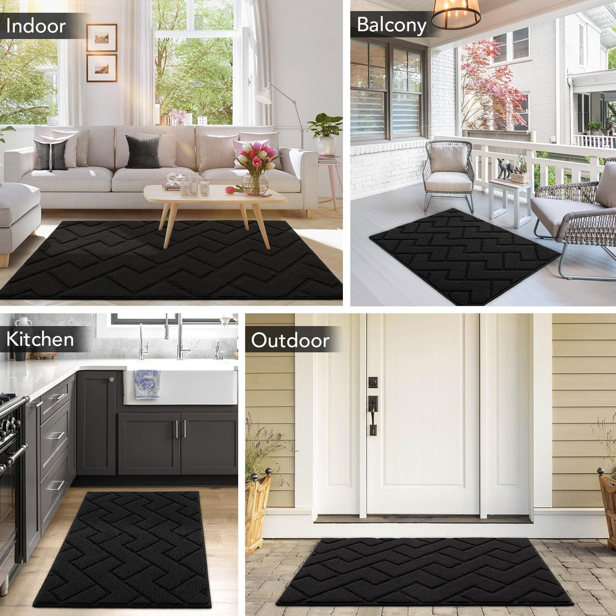 hicorfe Indoor Doormat,Front Back Door Mat Rubber Backing Non Slip Door Mats 20"x48" Absorbent
