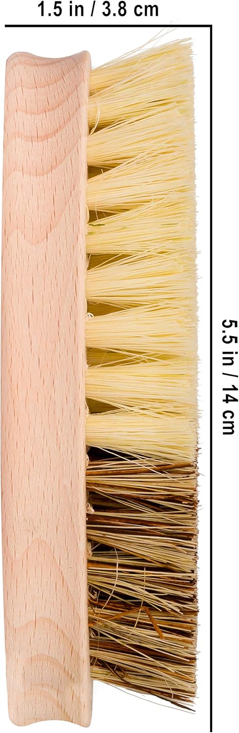 REDECKER Hard and Soft Side Vegetable Brush, Set of 2, Beechwood Handle, 2 Different Bristle