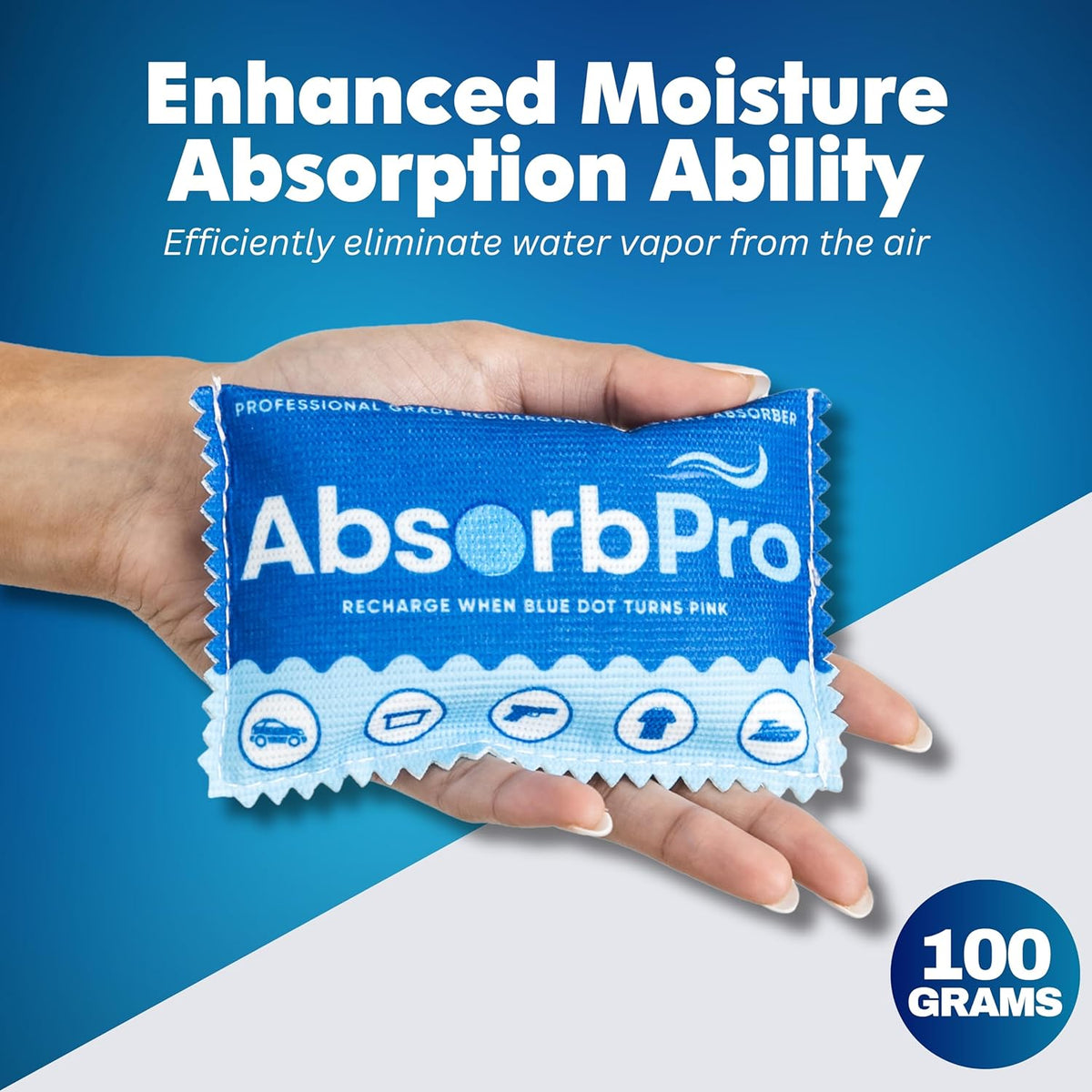 Rechargeable Dehumidifier Bag 1-Pack - 100g Reusable Moisture Absorbers - Silica Gel Packets for