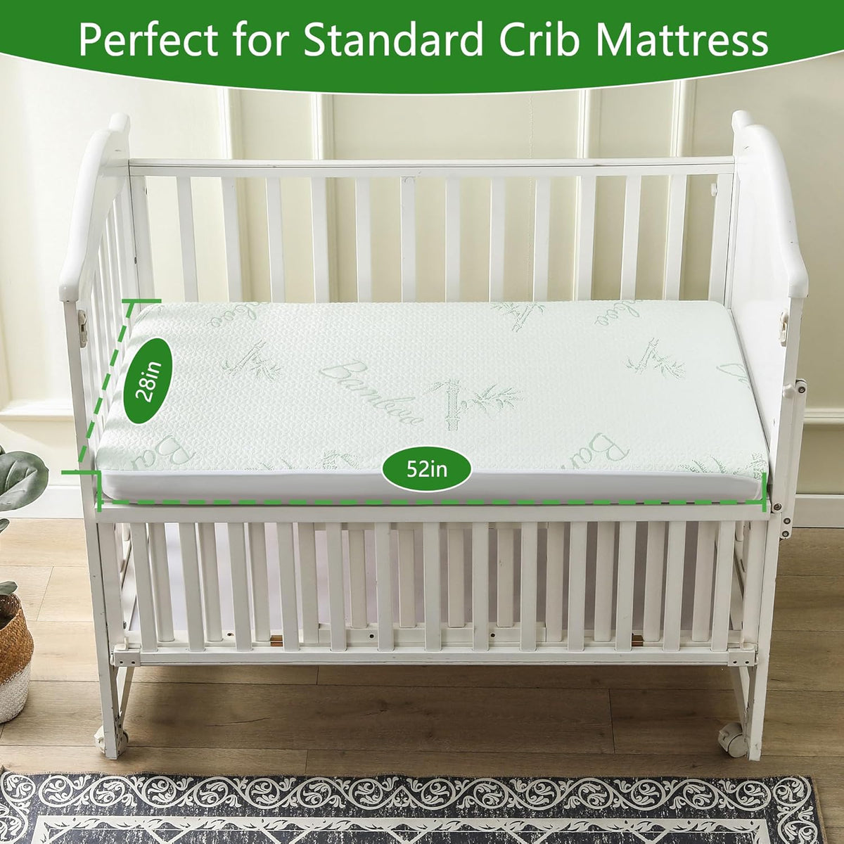 GOONIK 2 Pack Waterproof Crib Mattress Protector, Bamboo Viscose Breathable Crib Mattress Pad Cover