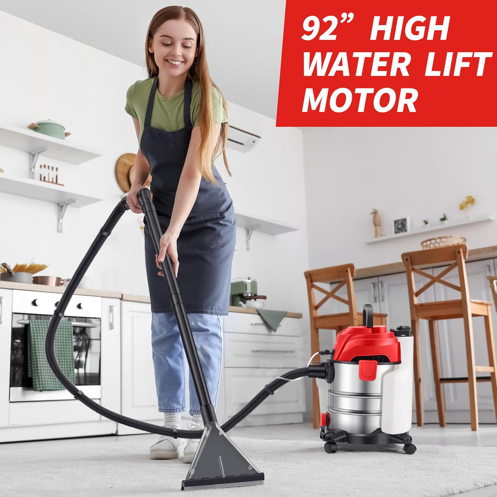 Shop Vacuum Wet and Dry, 6 Gallon, 5.5 Peak HP Power Suction, 3 in 1 Stainless Steel Shop Vac with
