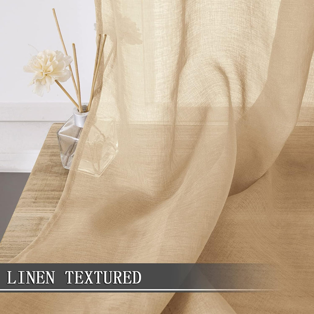 Tollpiz Sheer Tier Curtains Kitchen Linen Textured Half Curtain Sheers Light Filtering Rod Pocket