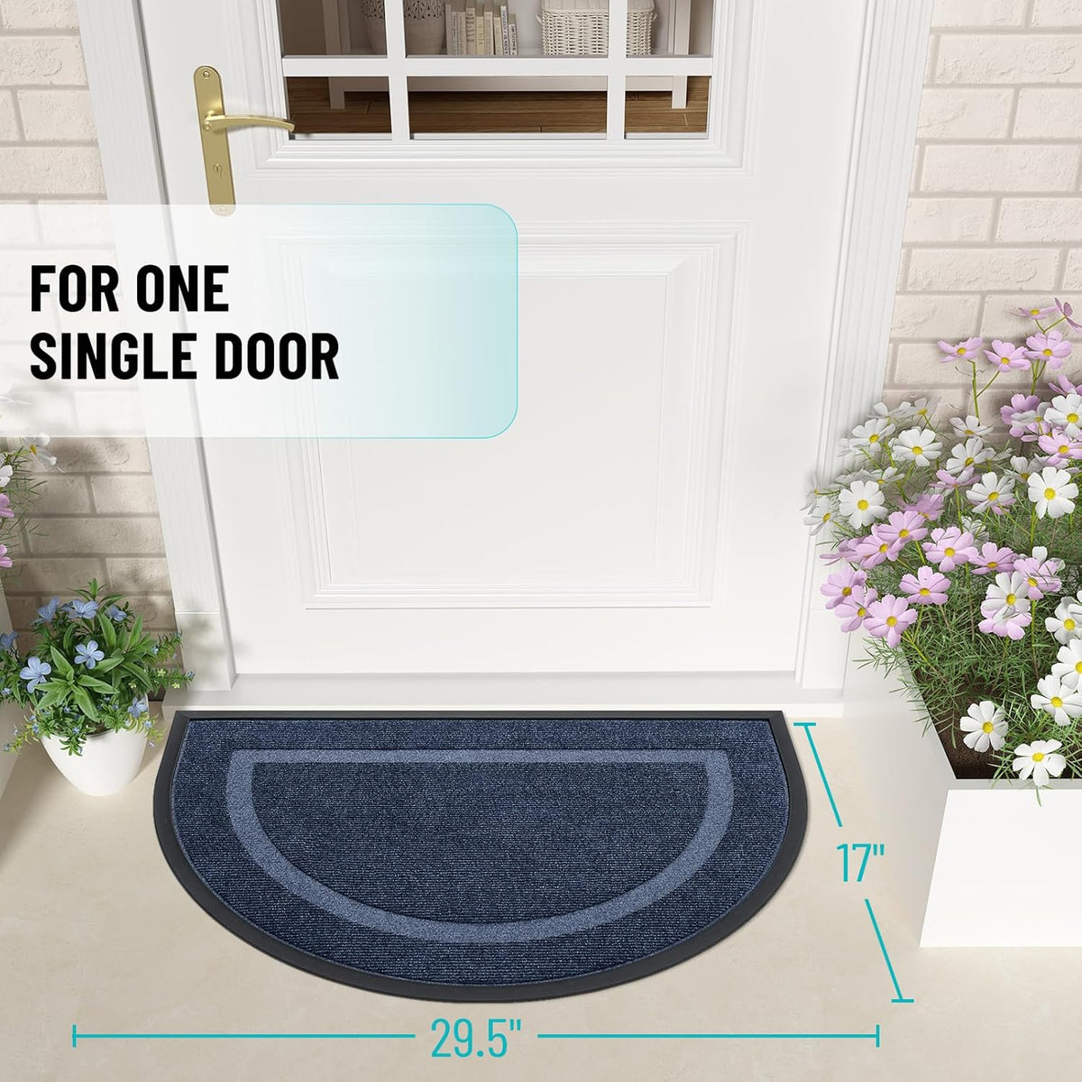 OLANLY Half Circle Door Mat Indoor Outdoor Entrance Welcome, Waterproof All-Season, All-Weather