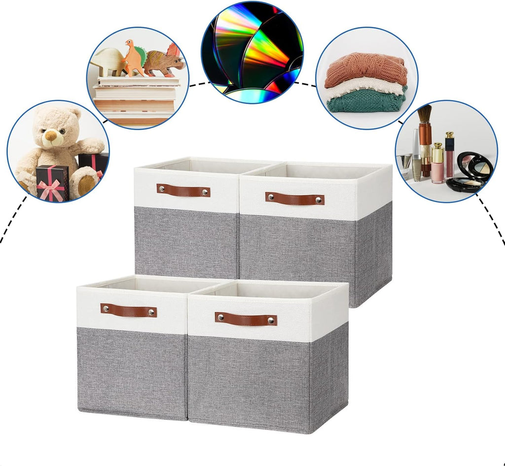 DULLEMELO Storage Cubes 12 inch, Collapsible Sturdy Cube Storage Bins With Handles for