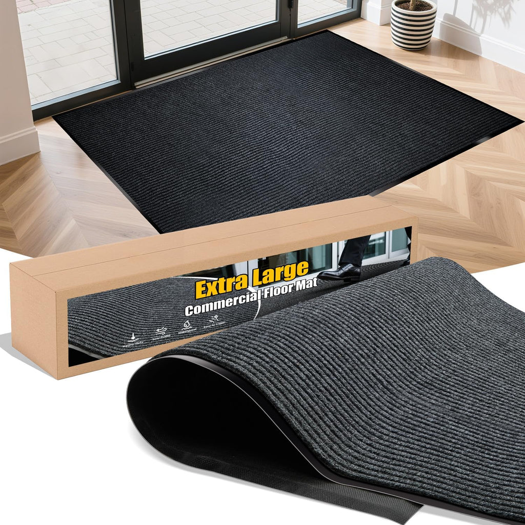 Extra Large Indoor/Outdoor Entrance Mat - 4 x 15 Feet, Rubber Border Door Mat Heavy Duty
