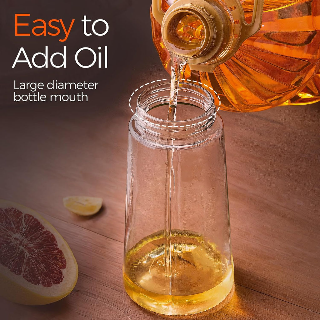 YARRAMATE 2Pcs 16oz/470ml Glass Olive Oil Sprayer for Cooking with Stickers, 2 in 1 Oil Dispenser