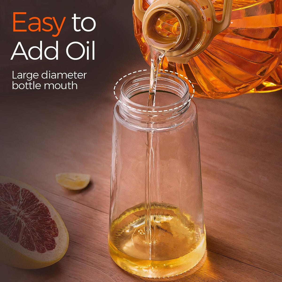 YARRAMATE 2Pcs 16oz/470ml Glass Olive Oil Sprayer for Cooking with Stickers, 2 in 1 Oil Dispenser