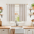 YoungsTex Cafe Linen Curtains 40 Inches Long for Kitchen Window Over Sink - Short Semi Sheer Drapes