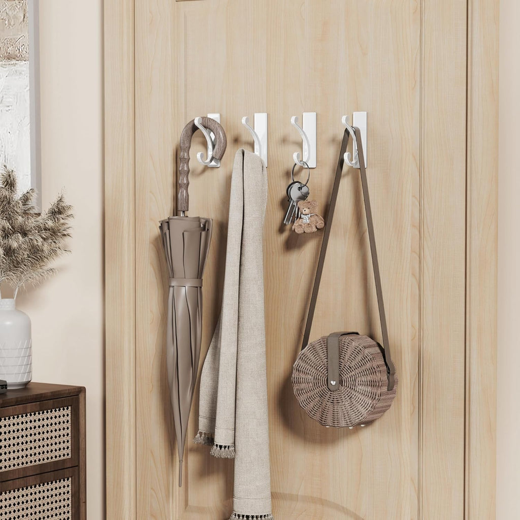 Adhesive Wall Hook for Towel/Coat - Extra Sticky 10LB Stainless, Stick on Hanger for Bath or