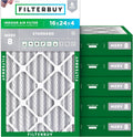 Filterbuy 16x24x4 Air Filter MERV 8 (MPR 700) Dust Defense Replacement (6-Pack), Electrostatic