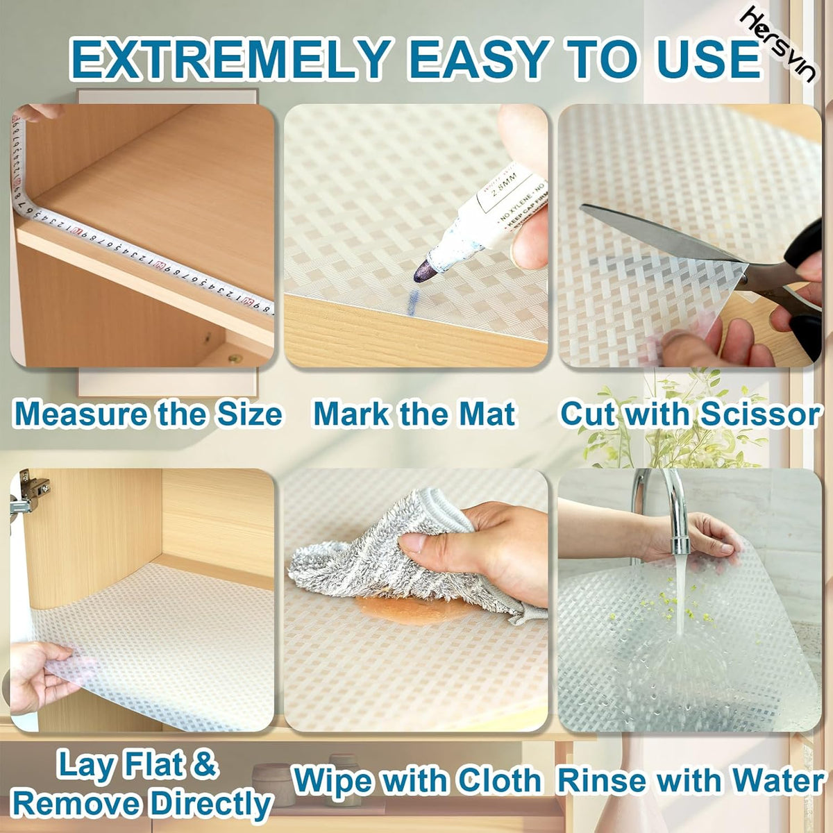 Shelf Liners 14 in x 20 ft EVA Drawer Mats, Non-Adhesive Cupboard Protector, Kitchen Cabinet Lining