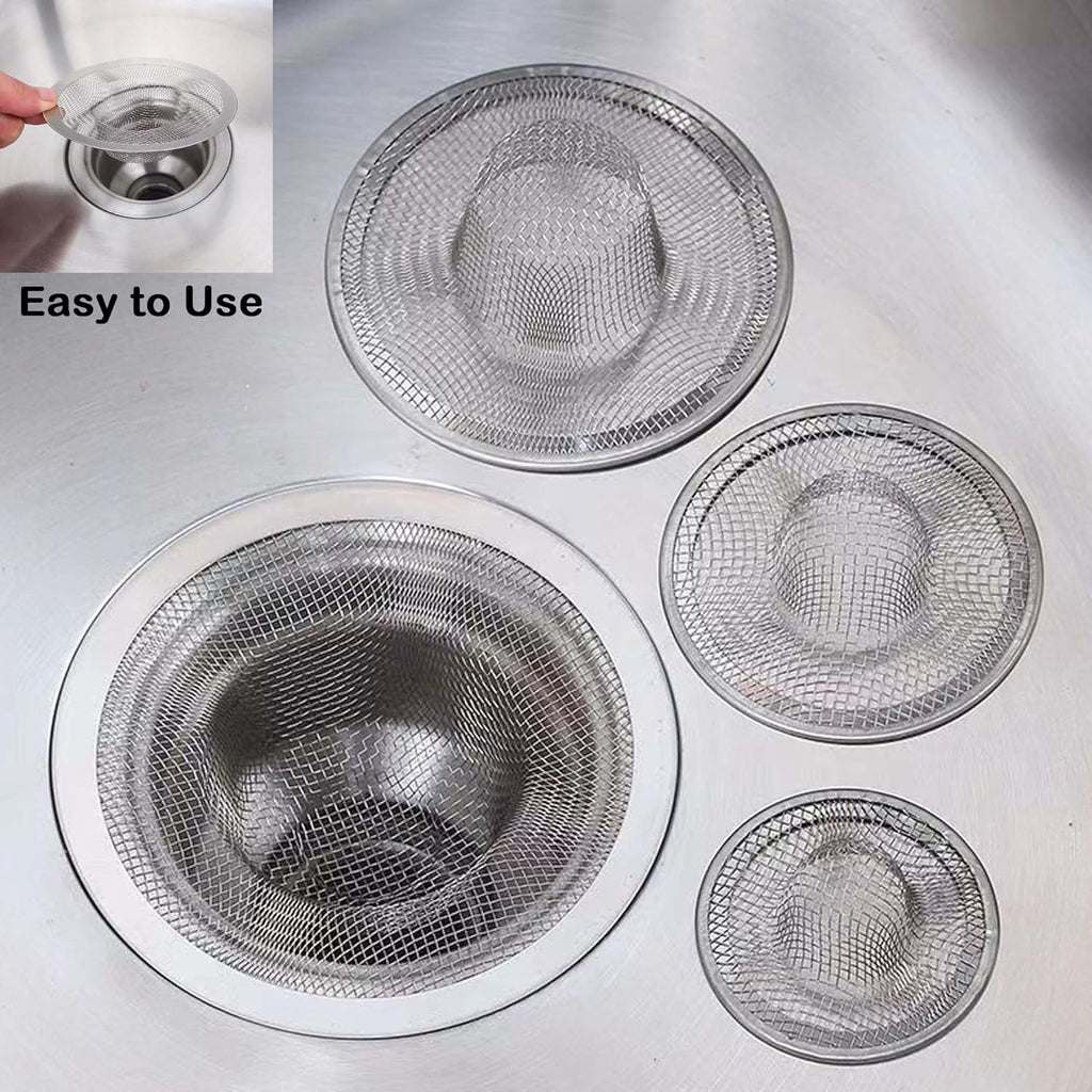 12PCS Stainless Steel Slop Basket Filter Trap, 2.75" & 4.41" Mesh Sink Drain Strainer Screen