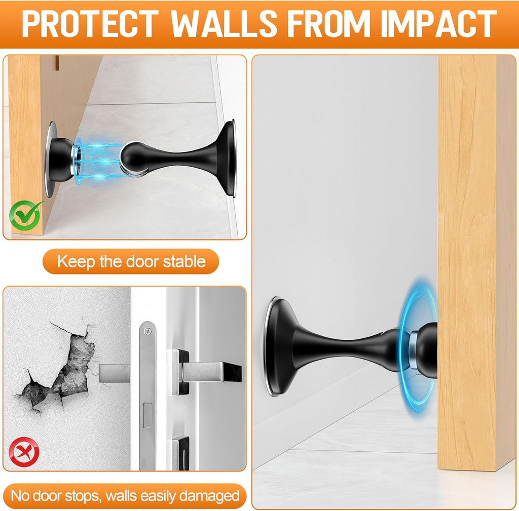 Crosize Magnetic Door Stoppers 4 Pack, Stainless Steel Door Catch for Wall and Floor Mounting, Door