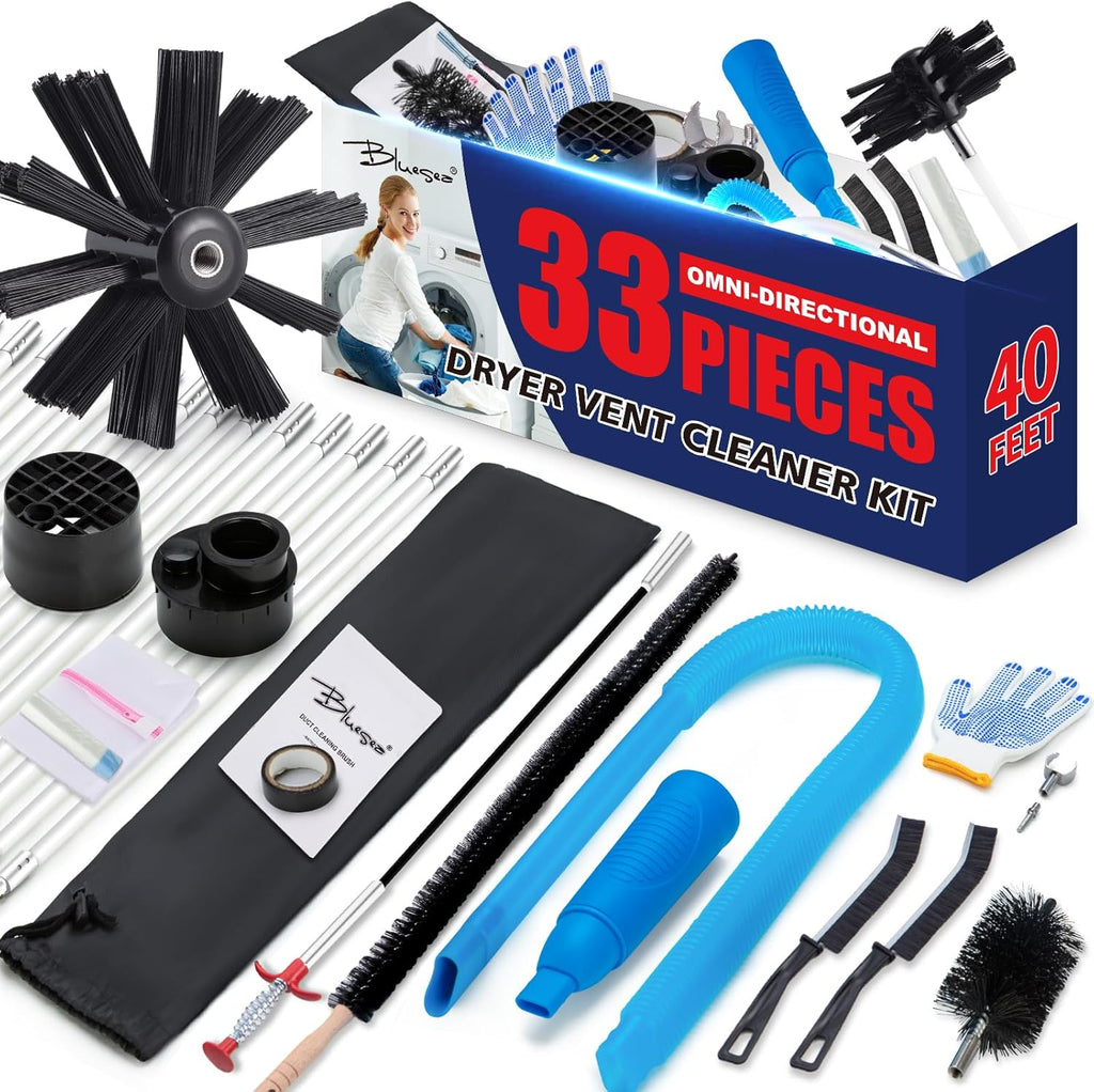 Dryer Vent Cleaner Kit, Bluesea 33-Piece Omnidirectional Dryer Cleaning Kit Include 40 Feet Dryer