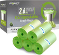 FORID 2.6 Gallon Compostable Garbage Bags, 150 Count, 5 Rolls – Green, Small, Durable, Thick