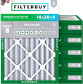 Filterbuy 14x20x4 Air Filter MERV 8 (MPR 700) Dust Defense Replacement (6-Pack), Electrostatic
