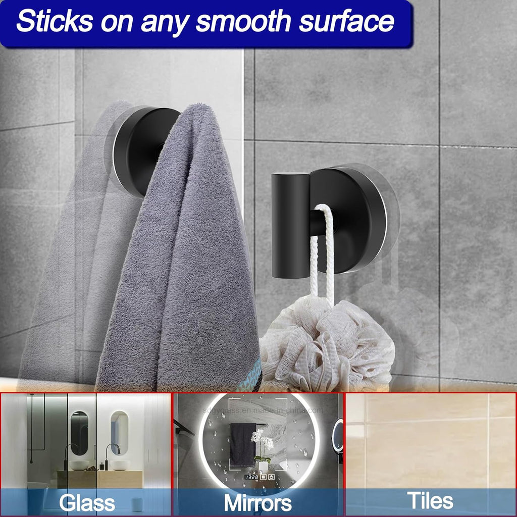 Suction Cup Hooks, Shower Hooks for Inside Shower – Removable Towel Hooks for Bathroom Window Glass