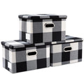 PRANDOM Collapsible Storage Bin with Lid [3-Pack] Fabric Foldable Storage Box Organizer Container