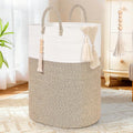 Woven Laundry Basket for Clothes, 80L Large Rectangle Laundry Hampers with Beads Tassel, Nursery