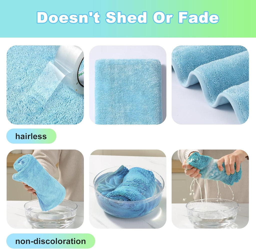 JOYMOOP Microfiber Towels for Cars, 2 Pack 35.4" x 23.6" Car Drying Towel, Blue Reusable Car Towel