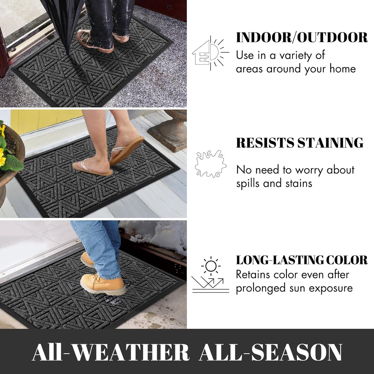 Yimobra Outdoor Mats for Front Door 29.5x17, All-Weather Waterproof Non-Slip Outdoor Door Mat