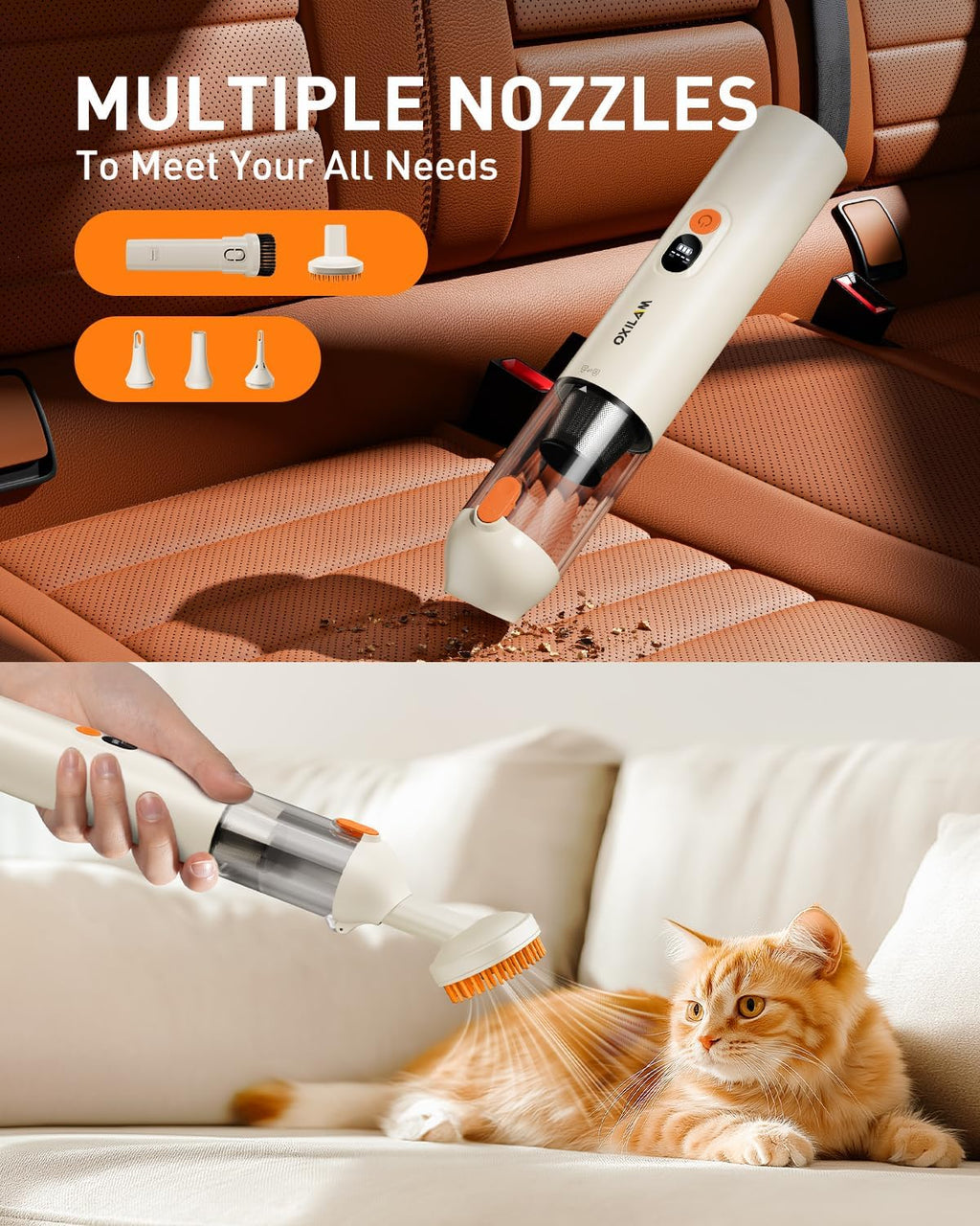 OXILAM 4 in 1 Car Vacuum - Handheld Vacuum 14000PA High Power, Portable Cordless Small Vacuum, Blow