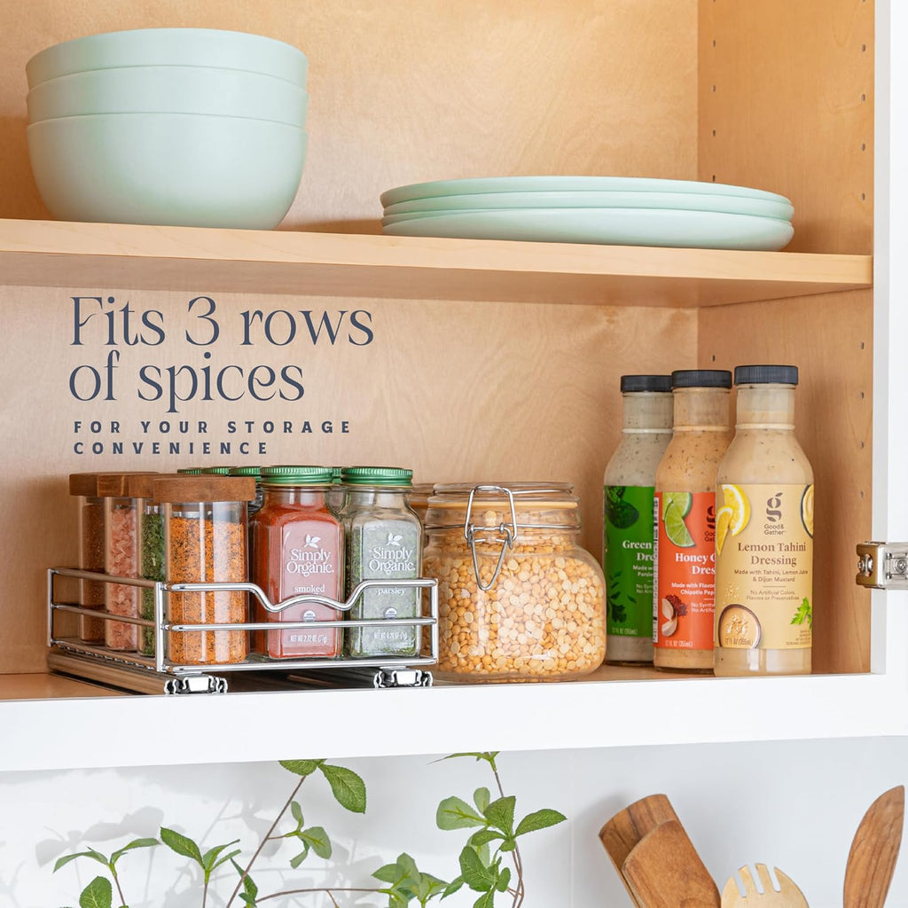 Pull Out Cabinet Organizer for Spices, Cans - Heavy Duty with Lifetime Limited Warranty- Pull Out