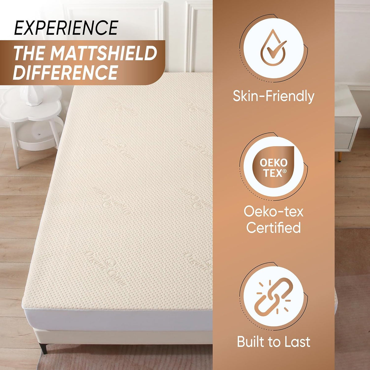 Luxury Waterproof Organic Mattress Protector Full - Organic Cotton Breathable Mattress Pad Cover