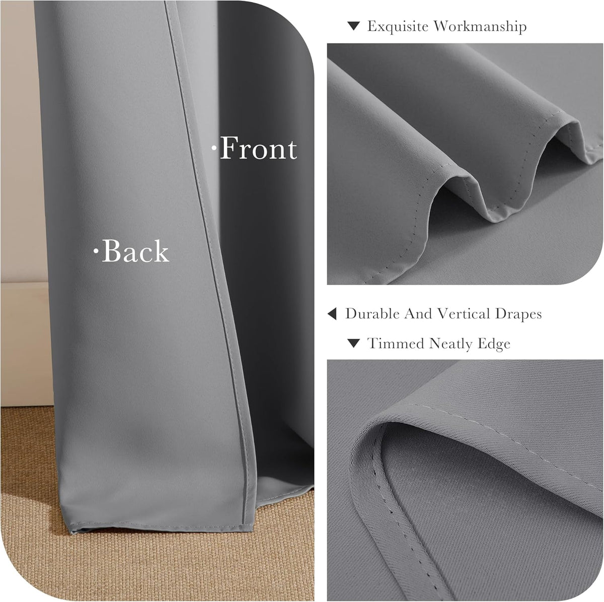 PONY DANCE Sliver Grey Short Blackout Curtains for Kitchen 45 Inch Length, Thermal Insulated