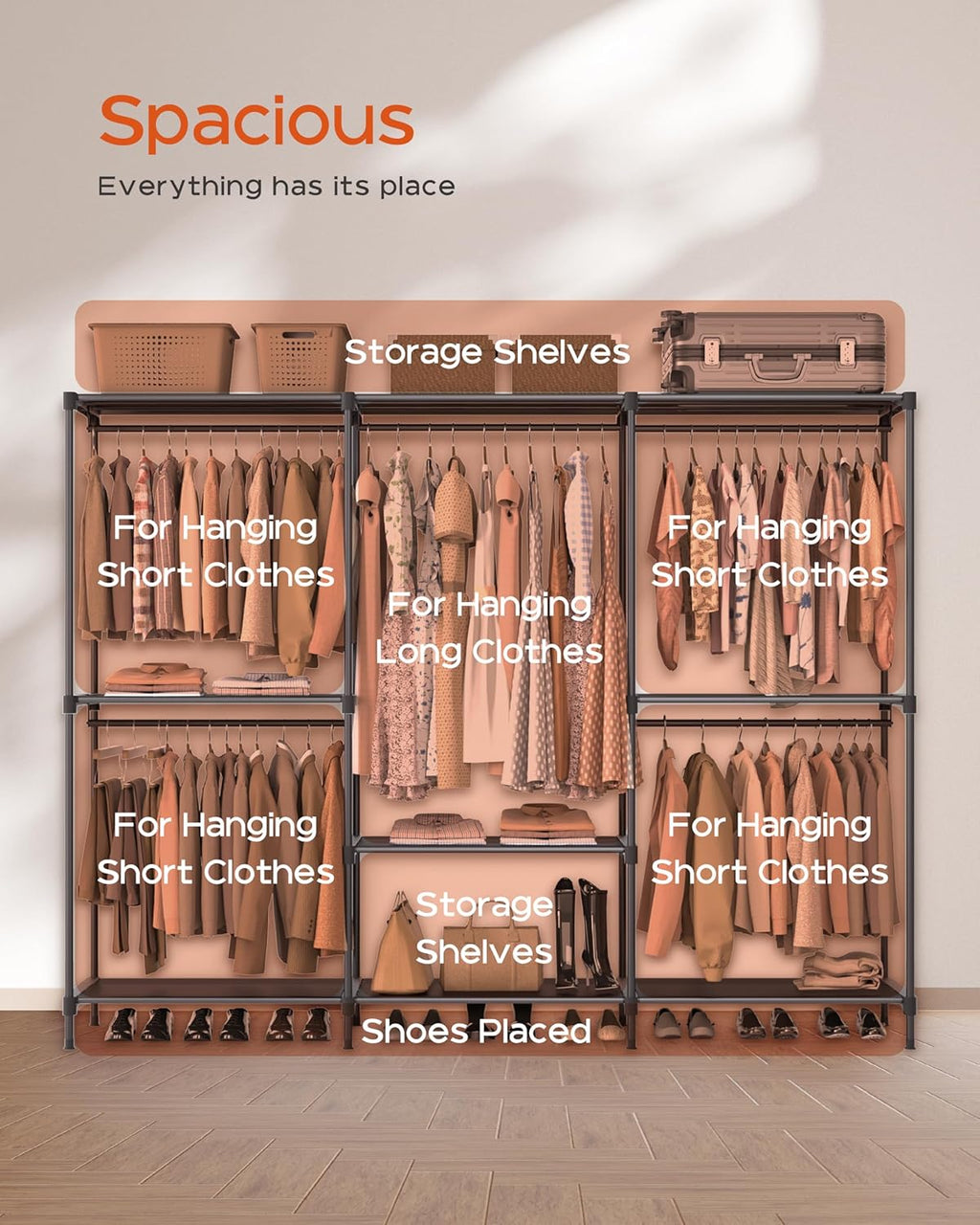 Clothes Rack, Portable Closet, 80.7 Inch Extra Large Capacity Wardrobe Closet, Clothes Storage