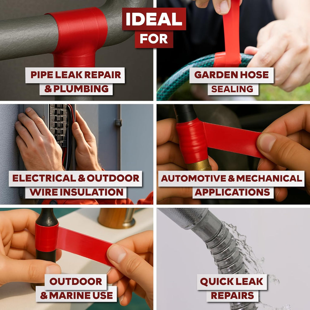 XFasten Self Fusing Silicone Tape Waterproof – 1" x 36 Feet Red, Self Amalgamating Tape, Silicone