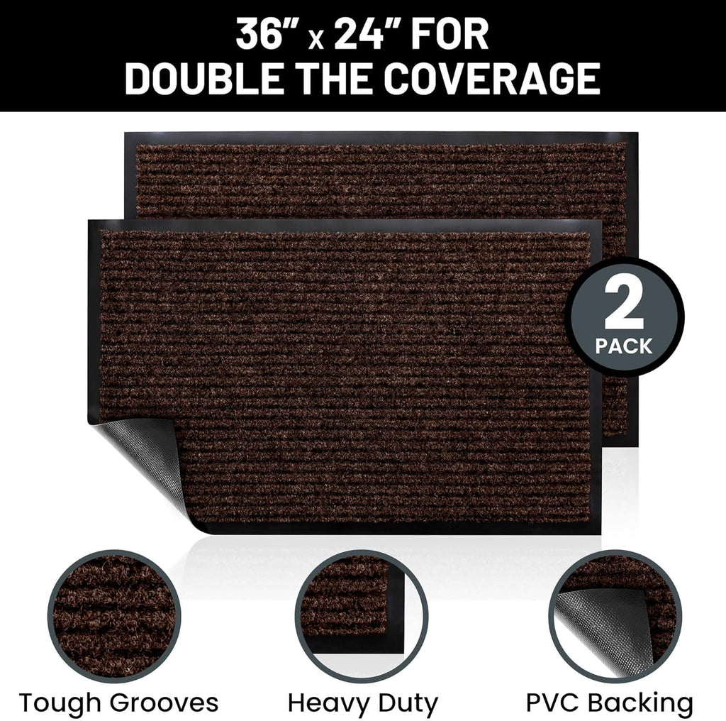 Sierra Concepts 2-Pack Front Door Mat - Large 36 x 24 Welcome Indoor Outdoor Entryway Mats for Shoe