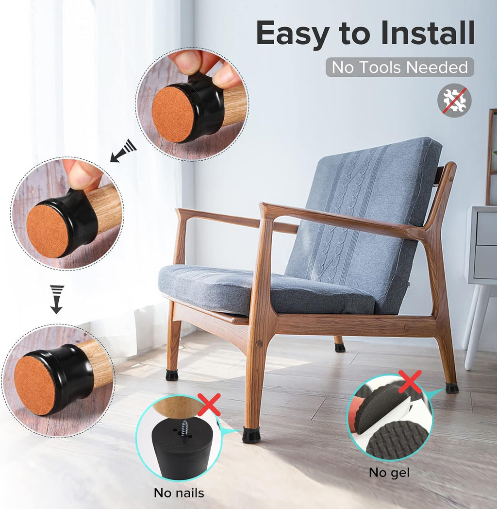 24PCS Upgraded Silicone Chair Leg Floor Protectors for Hardwood Floors, Furniture Sliders for Chair