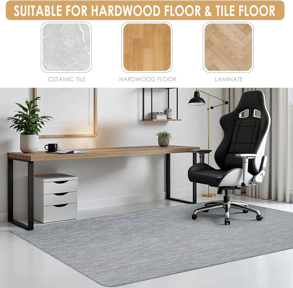 Kuyal Office Chair Mat for Hardwood Floor, 36" x 48" Heavy Duty Desk Chair Mat for Office & Home