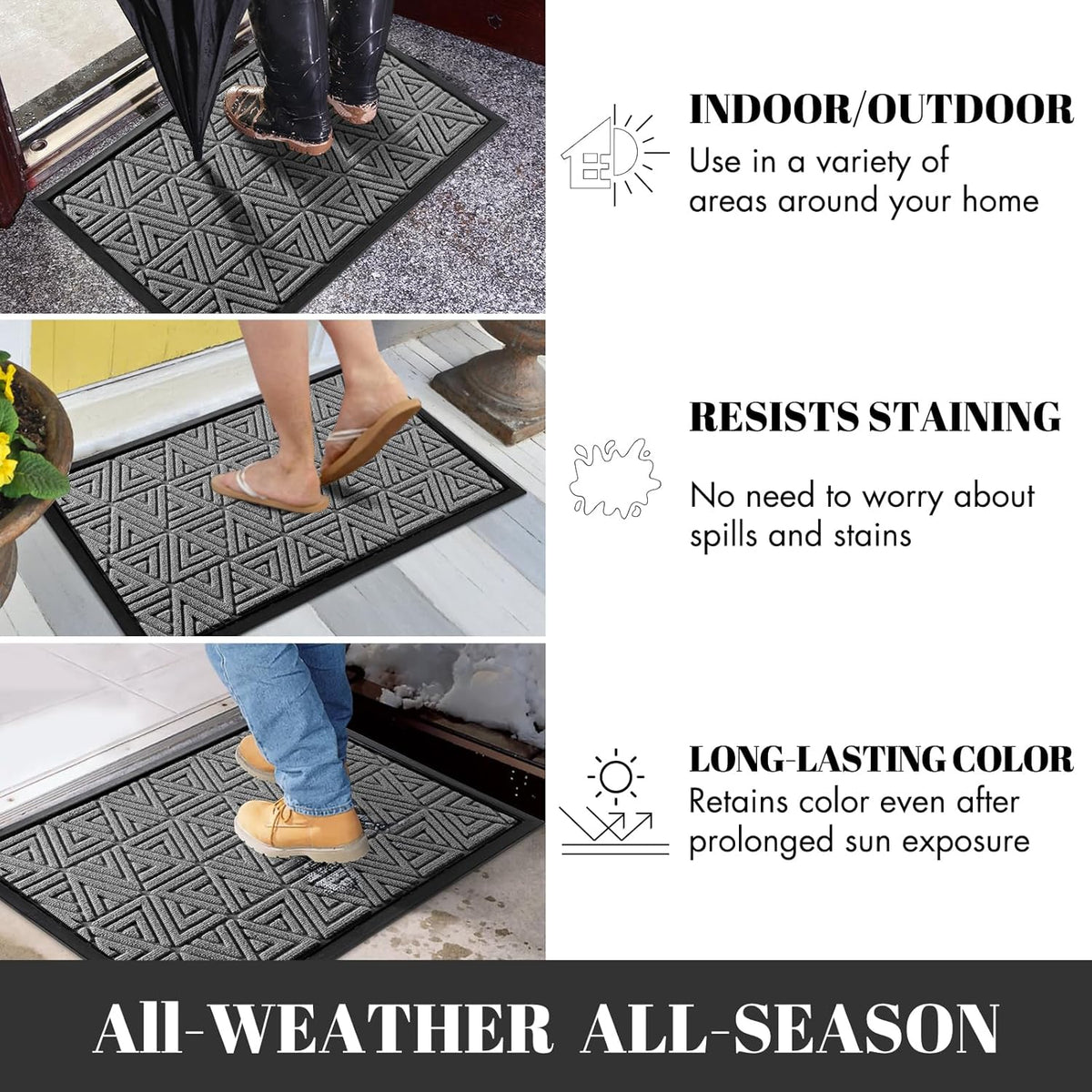 Yimobra Large Door Mat 36x24, All-Weather Waterproof Non-Slip Welcome Matt Outdoor, Heavy Duty Non