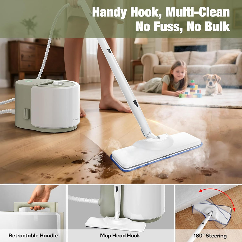 Newbealer Heavy-Duty Steam Cleaner for Home, Stainless Steel Boiler, Steam Mop with 20-Piece