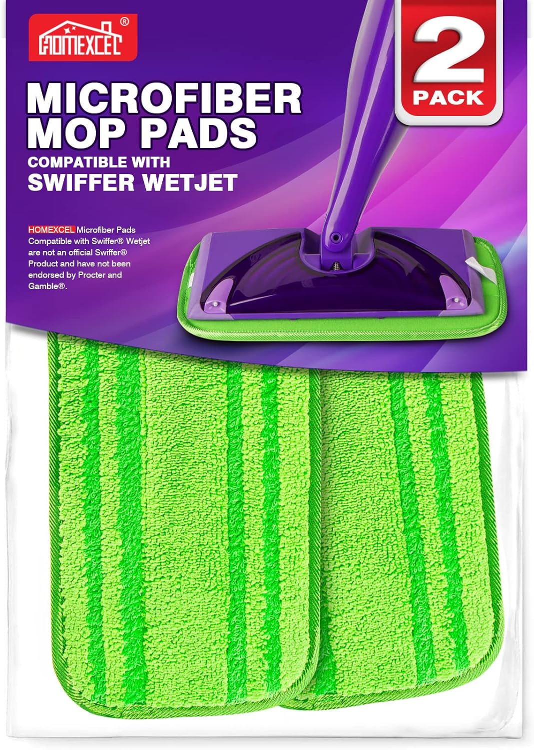 HOMEXCEL Microfiber Mop Pads Compatible with Swiffer Wet Jet,Reusable Machine Washable Swiffer