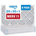 Aerostar 20x30x1 MERV 11 - 6 Count - Pleated HVAC, Furnace & Air Conditioner Filters - Removes