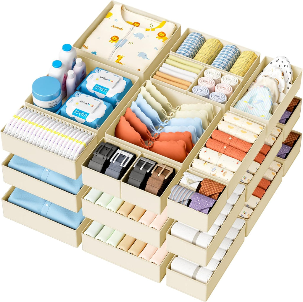 DIMJ Drawer Organizer Clothes - 18 Pack Baby Dresser Organizer for Nursery, Foldable Drawer